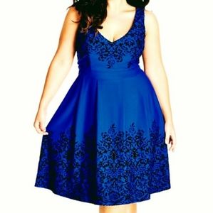 City Chic blue and black floral dress 24W